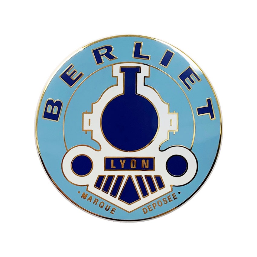Example of an imitation hard enamel pin with a train engine logo.