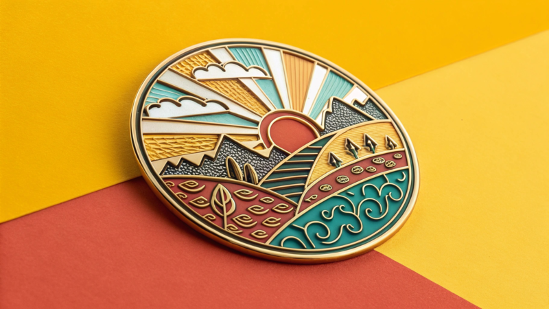 Biodegradable seed paper packaging for eco-friendly pin badges.