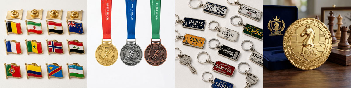 Custom lapel pins, medals, keychains, and commemorative coins