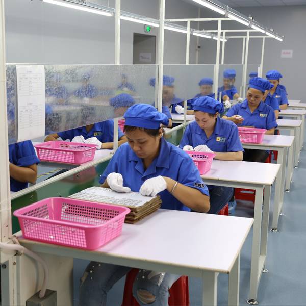 The packing workshop where workers prepare products for shipping.