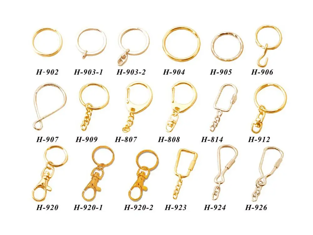 A variety of keychain findings and accessories