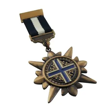 High-quality award medal with starburst design