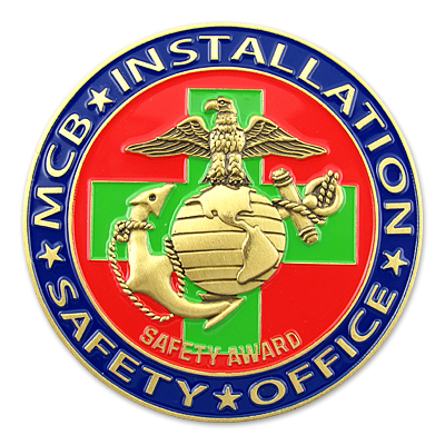 A custom safety award emblem representing dedication and achievement.