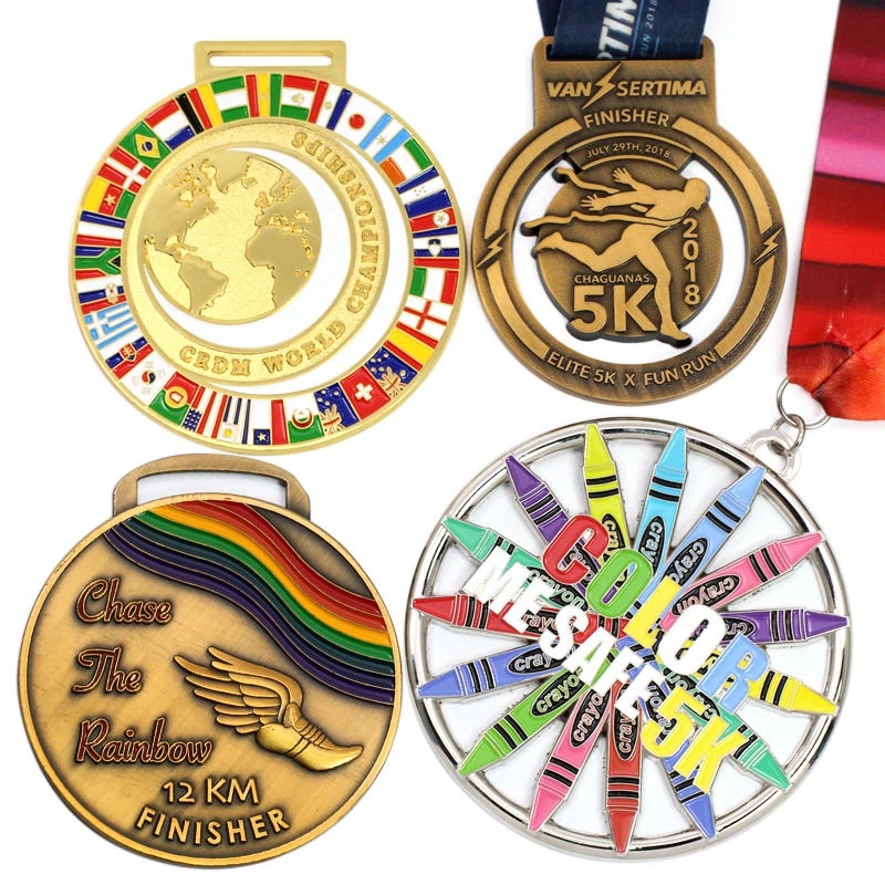 A collection of custom-made metal medals for achievements and events