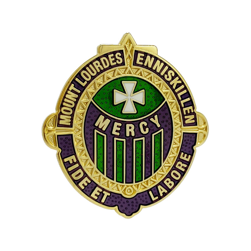 A Cloisonné pin emblem for Mount Lourdes Enniskillen.