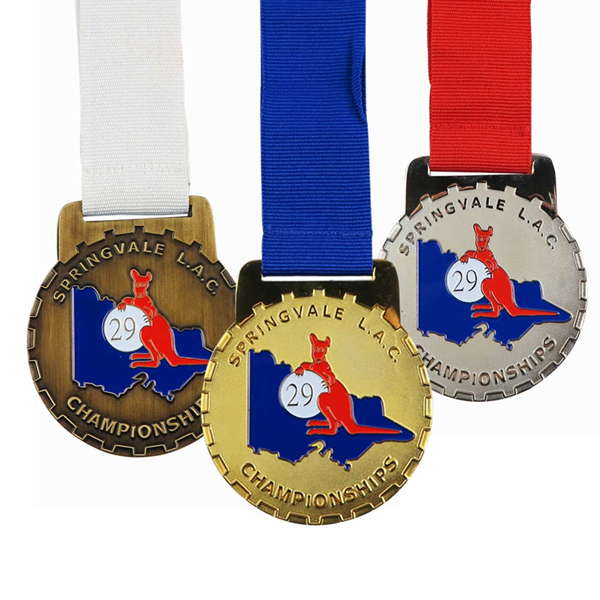 Colorful championship medals, an example of what can be achieved with materials like aluminium