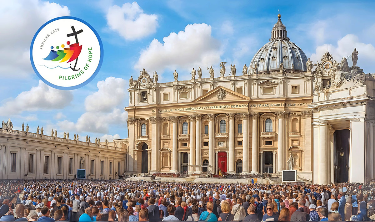 A large gathering of people at St. Peter's Basilica for the Jubilee 2025
