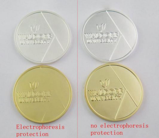 A comparison showing the enhanced durability and finish of metal objects with electrophoresis protection versus those without.